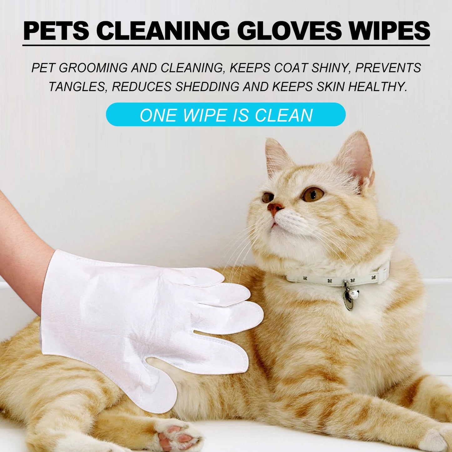 Yegbong 9-Pairs Pet Cleaning Gloves & Deodorizing Disposable Wipes For Cats & Dogs