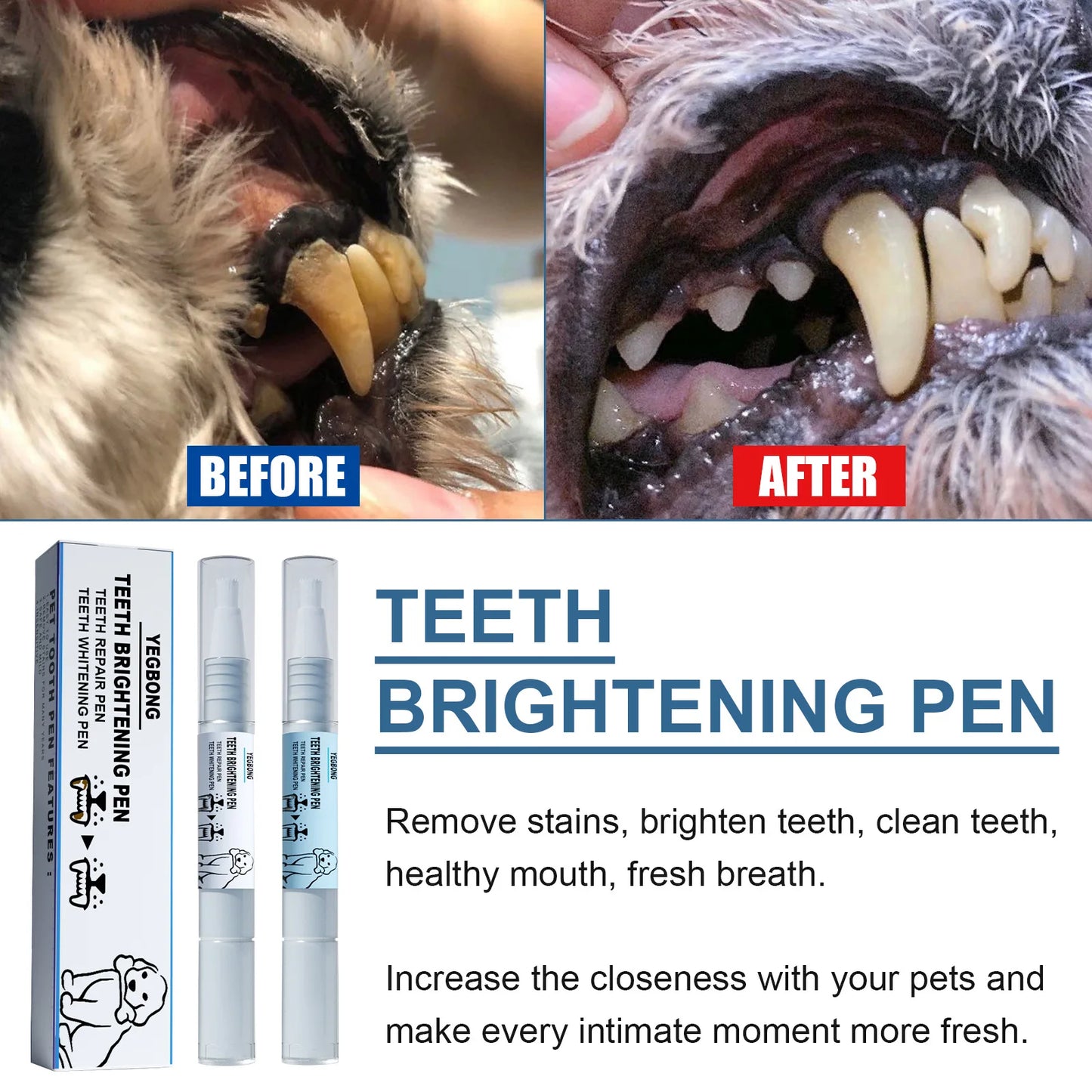 Yegbong-2Pieces In 1Box Of Mini Silicone Pet Tongue Brush And Toothbrush Or Pet Dental Pens-Oral Cleaning Health Care, Soft And Not Hurt Teeth For Dogs