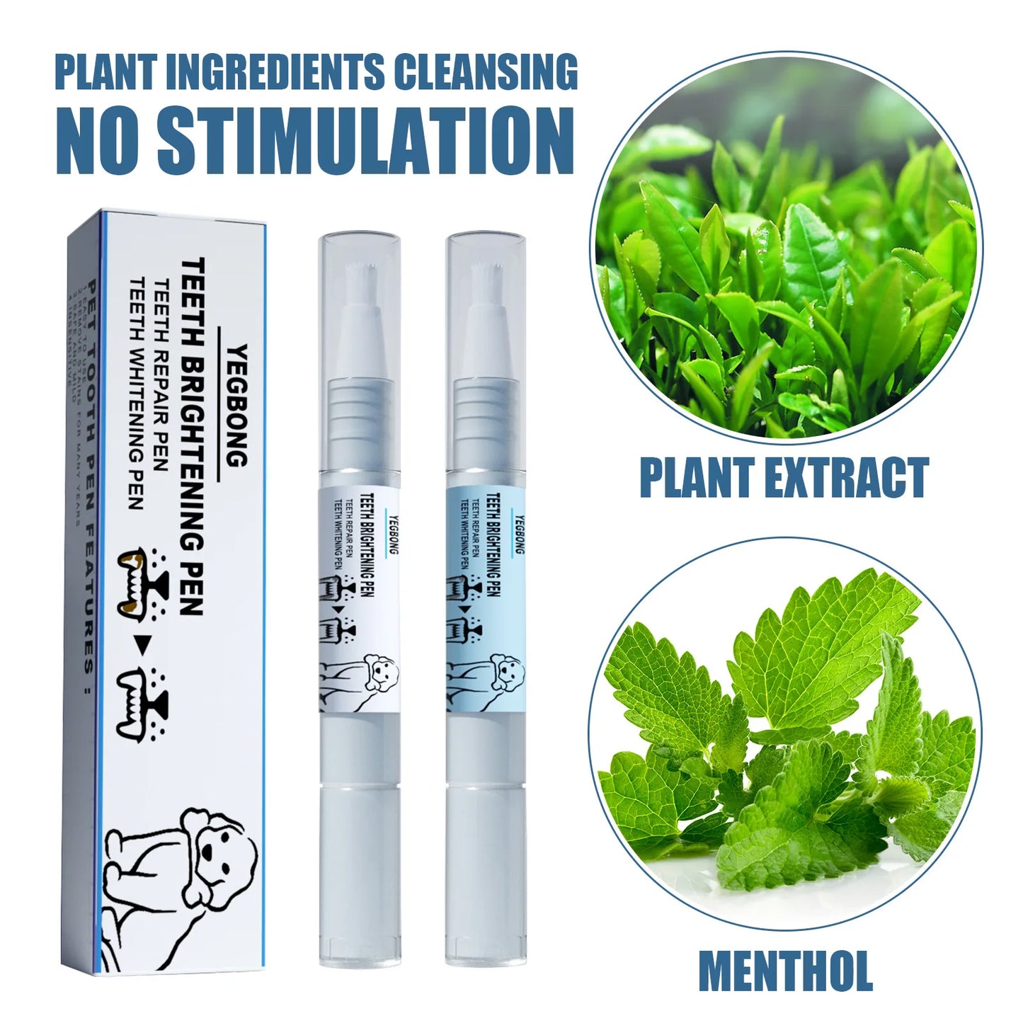 Yegbong-2Pieces In 1Box Of Mini Silicone Pet Tongue Brush And Toothbrush Or Pet Dental Pens-Oral Cleaning Health Care, Soft And Not Hurt Teeth For Dogs