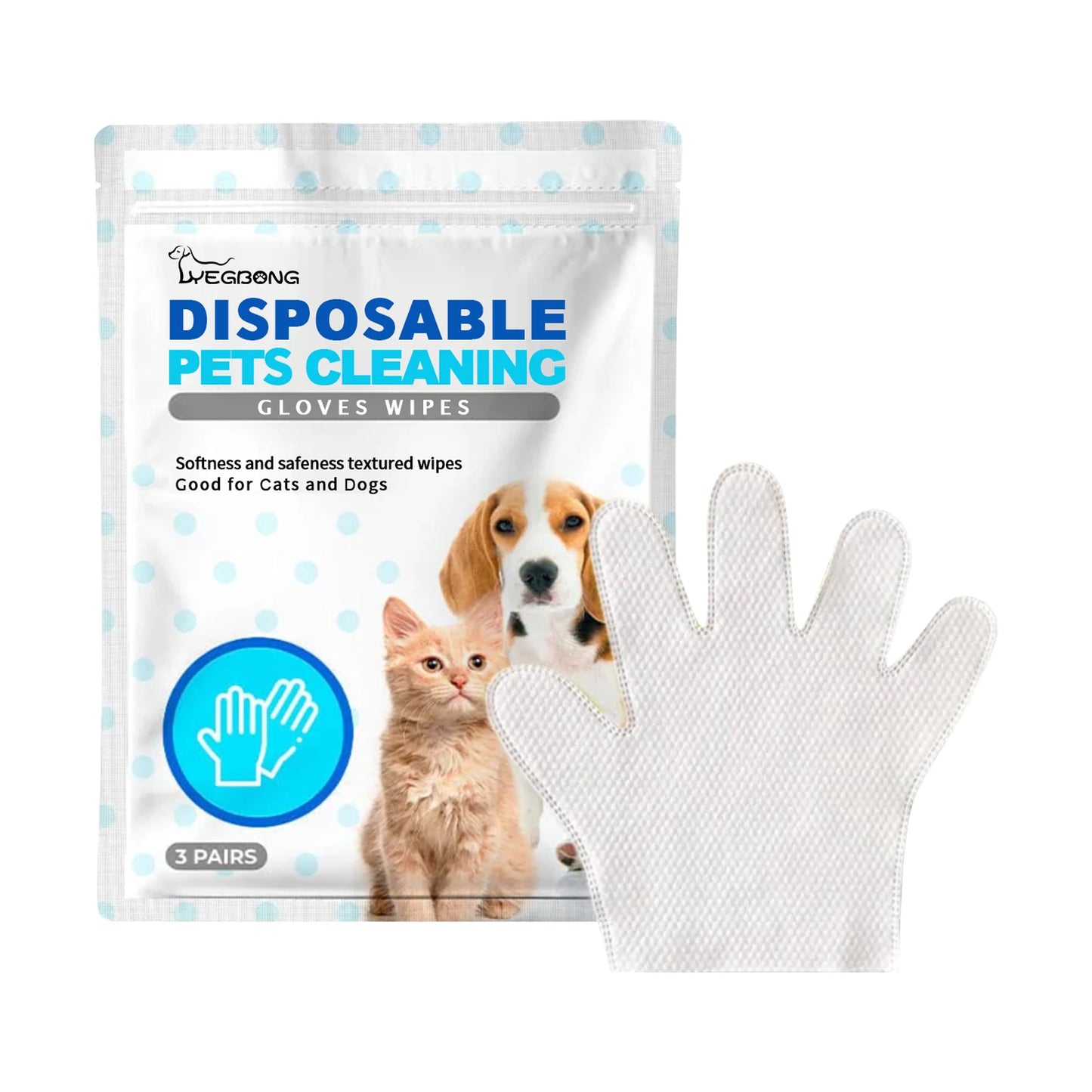 Yegbong 9-Pairs Pet Cleaning Gloves & Deodorizing Disposable Wipes For Cats & Dogs