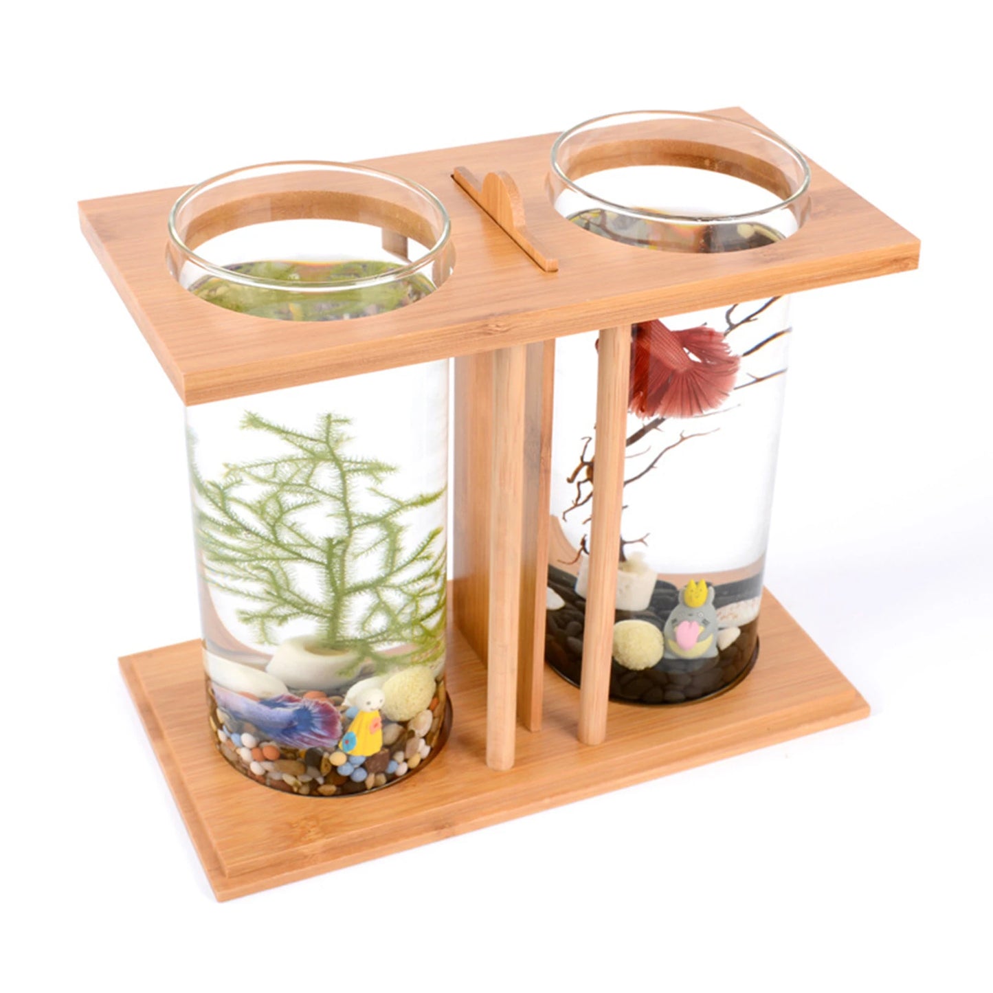 Mini Fish Tank With Creative Bamboo Wood For Small Fish-Such As Gold Fish & Betta Fish