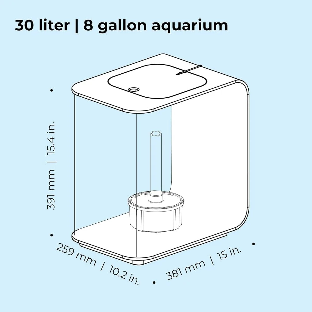 8-Gallon Aquarium with White LED Lights For Tabletop Display