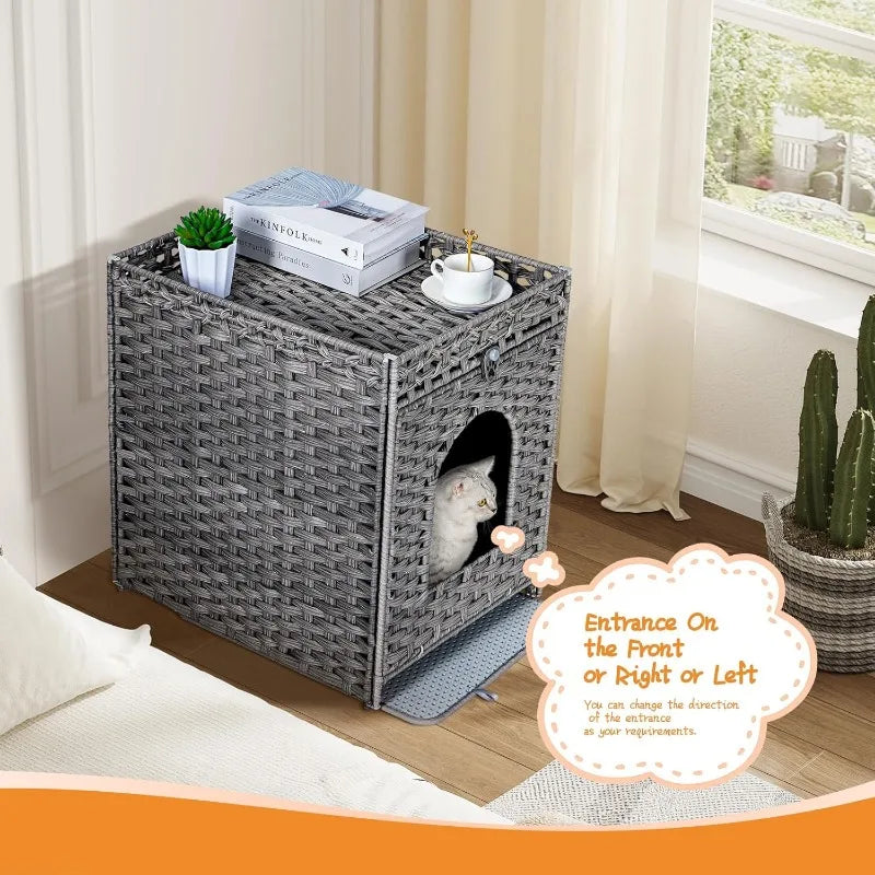 Handwoven Rattan cat Litter with Litter Mat