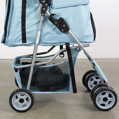 Black 4 Wheel Pet Stroller for Cat and Dog