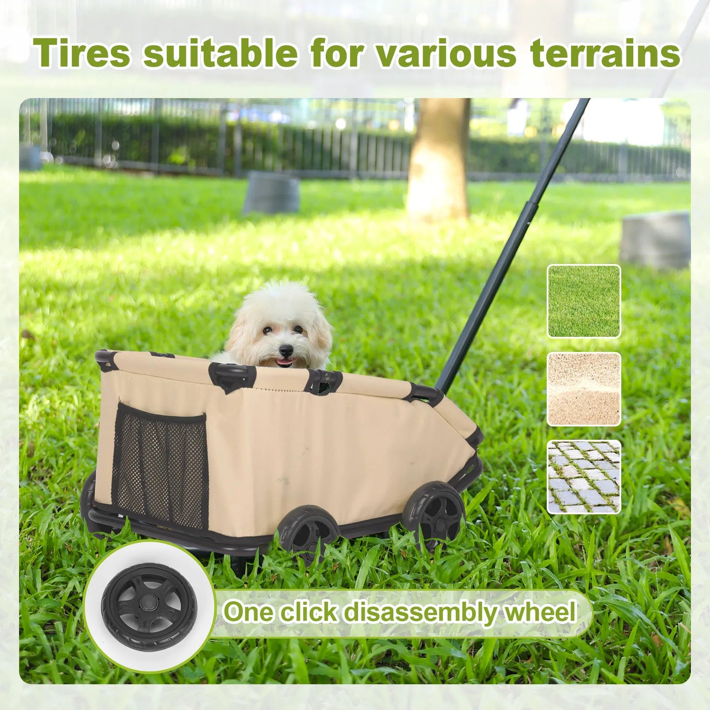 4 Wheels Foldable Pet Stroller Lightweight For Small Dogs Or Cats