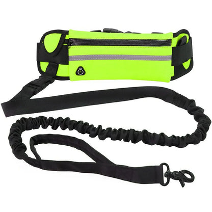 Hands Free Dog Leash Retractable elastic With Waist Bag for Running & Walking