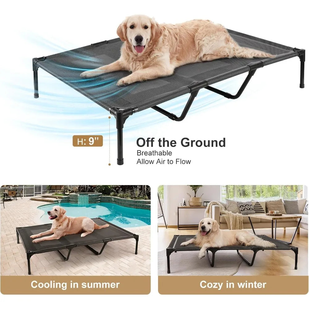 Dog Bed with Supporting Bars, Up To 200 LBs, Washable Breathable, Waterproof