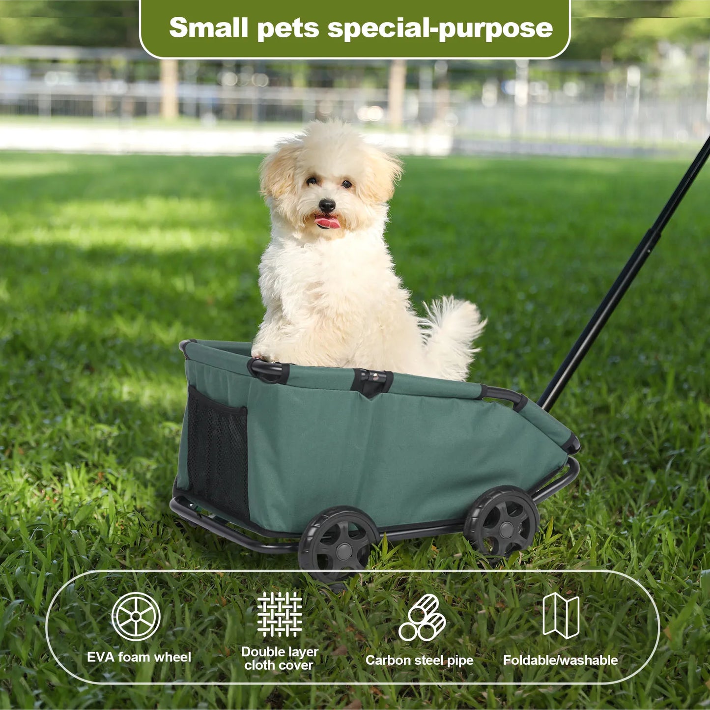 4 Wheels Foldable Pet Stroller Lightweight For Small Dogs Or Cats