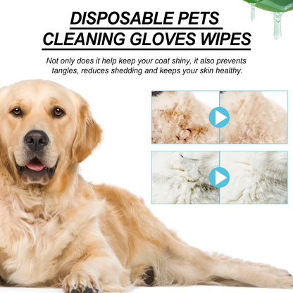 Yegbong 9-Pairs Pet Cleaning Gloves & Deodorizing Disposable Wipes For Cats & Dogs