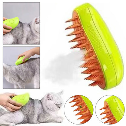 3 In 1 Steamy Rechargable Pet Grooming Brush for Massage & Hair Remover