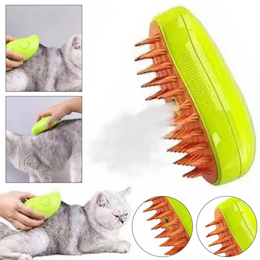 3 In 1 Steamy Rechargable Pet Grooming Brush for Massage & Hair Remover