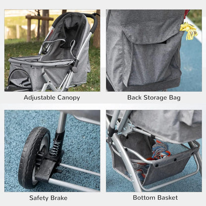 4 Wheels Folding Safety Dog Stroller