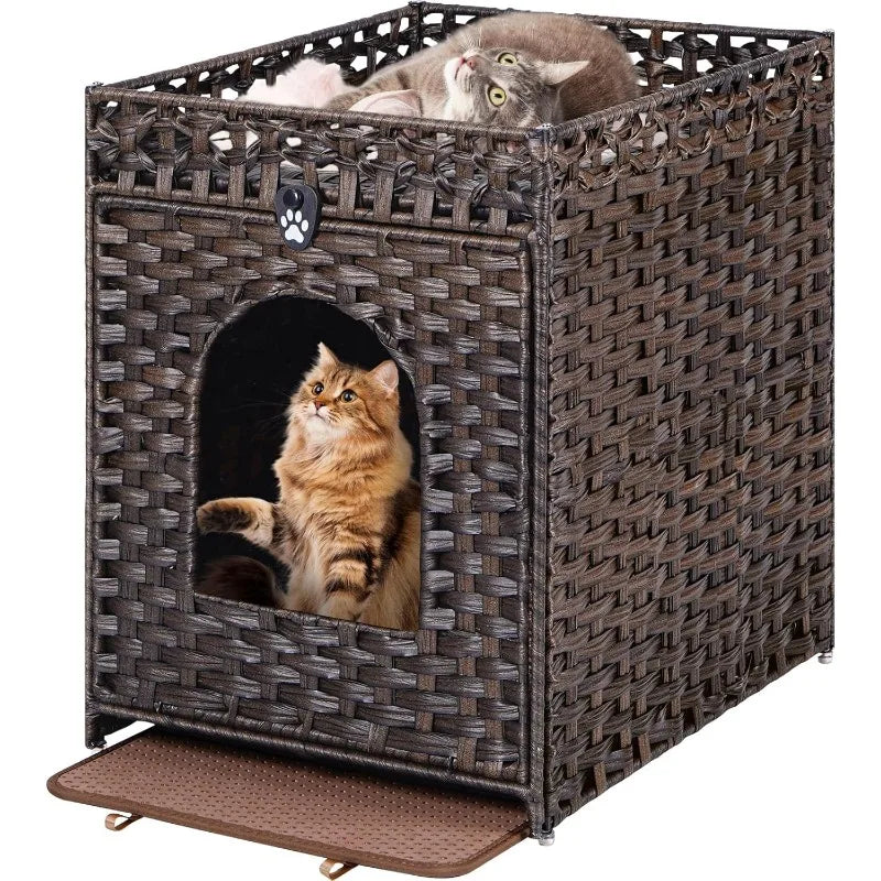 Handwoven Rattan cat Litter with Litter Mat