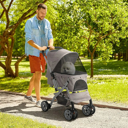 4 Wheels Folding Safety Dog Stroller