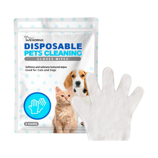 Yegbong 9-Pairs Pet Cleaning Gloves & Deodorizing Disposable Wipes For Cats & Dogs