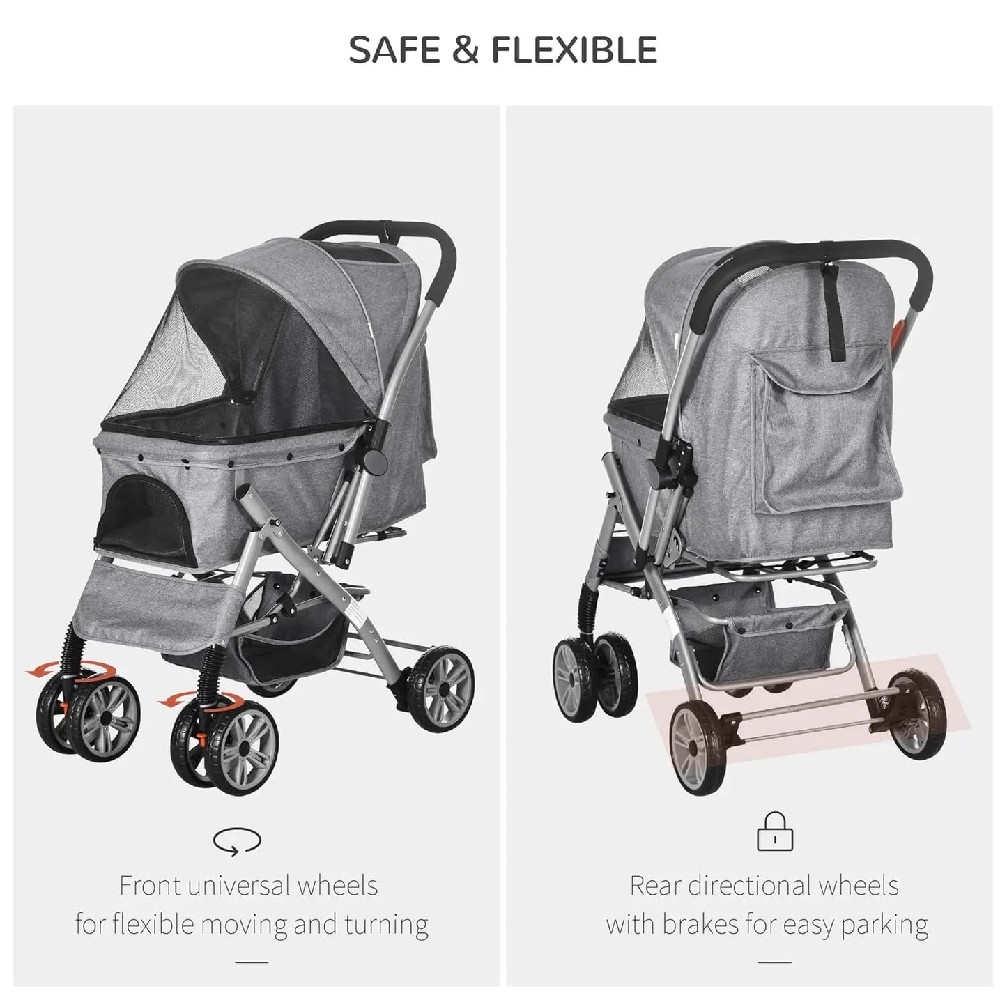 4 Wheels Folding Safety Dog Stroller