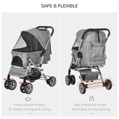 4 Wheels Folding Safety Dog Stroller