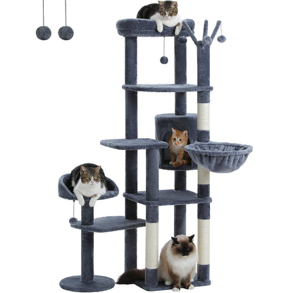 Multi-Level Cactus Cat Tower With Large Hammock, Scratching Post & 2 Perches