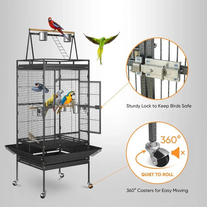 Bird Cage for African Grey Small Quaker Parrot, Parrot, Sun Parrot, Green Cheeked Cone, Dove, Bukit Lovebird