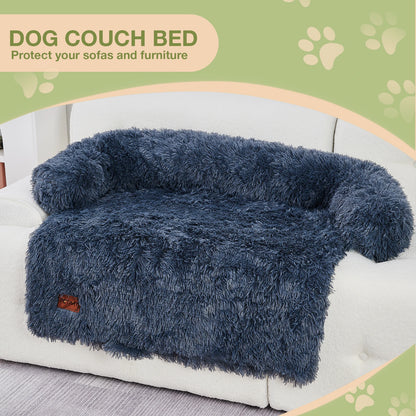 Fluffy Plush Dog Bed & Blanket with Removable & Washable Cover