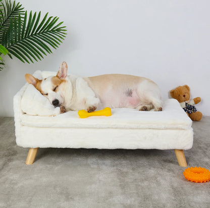 L Shape Plush Sofa Bed With Soft Cushion For Cats & Dogs