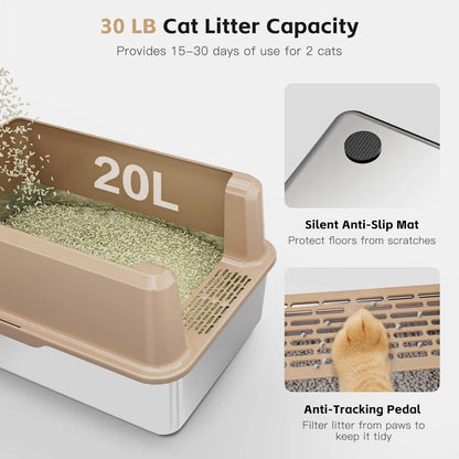 Stainless Steel Easy Clean X-Large Cat Litter Box With High Side