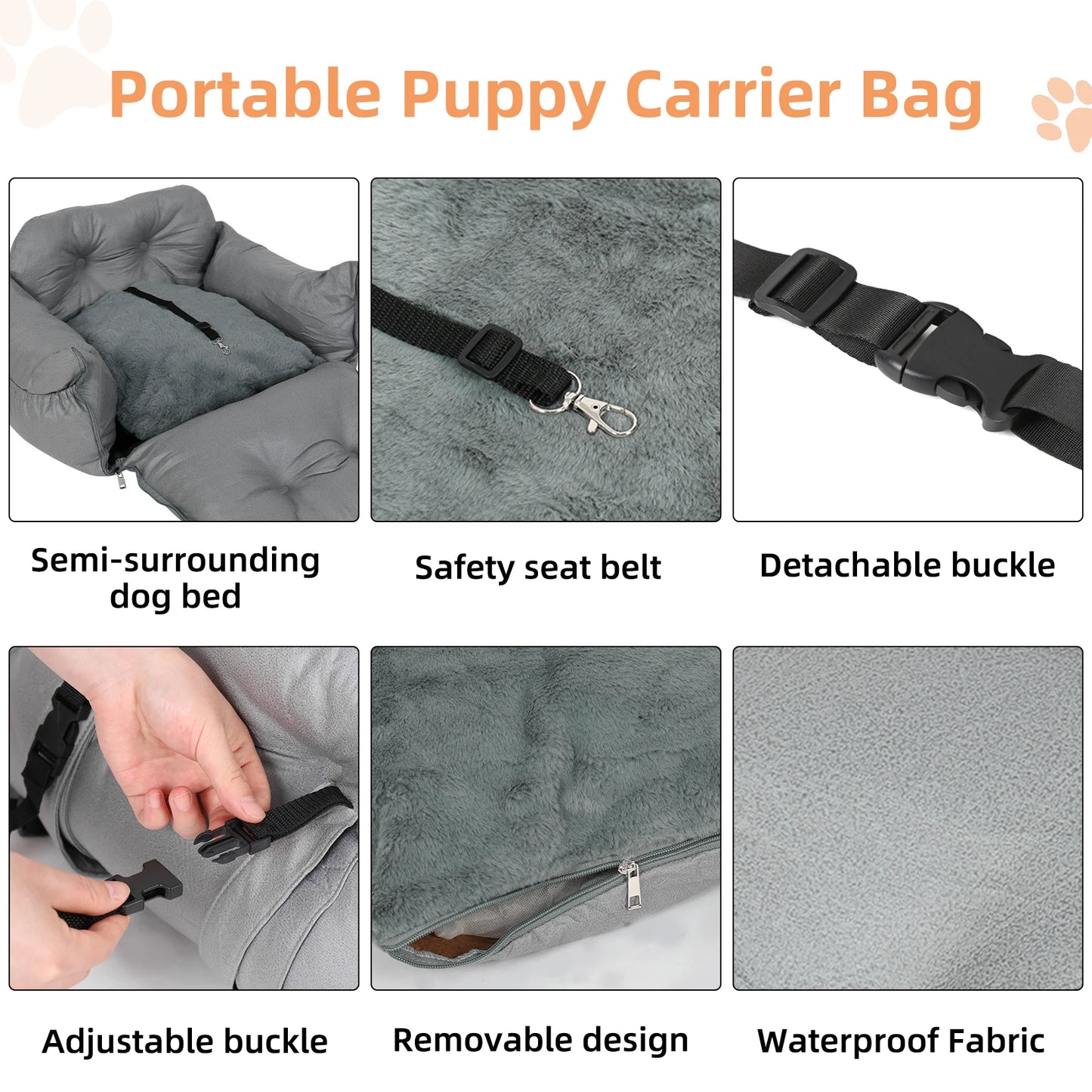 Car Seat with Safety Belt Cushion Washable Travel Mattress for Dog and Cat