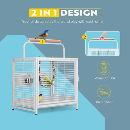 Wrought Iron Bird  Cage for Parrots Conures Lovebird Cockatiel Parakeets Black