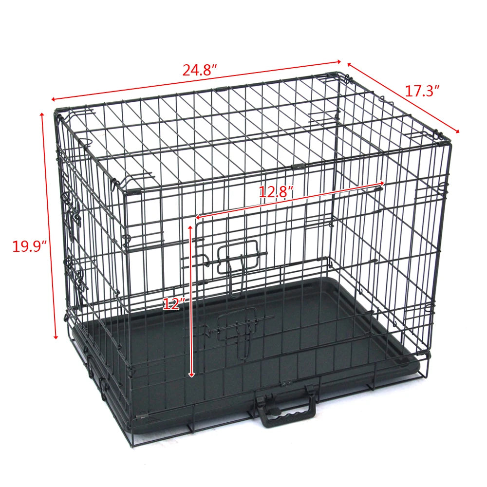 24" Folding Steel Crate Or Playpen Wire Metal For Dogs Under 30Lbs