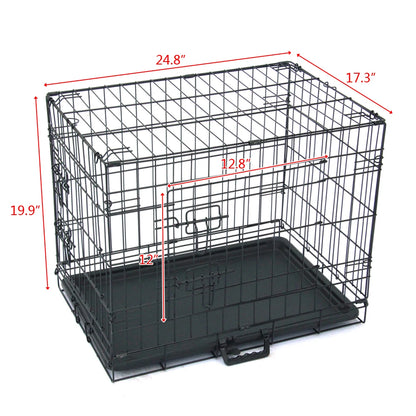 24" Folding Steel Crate Or Playpen Wire Metal For Dogs Under 30Lbs