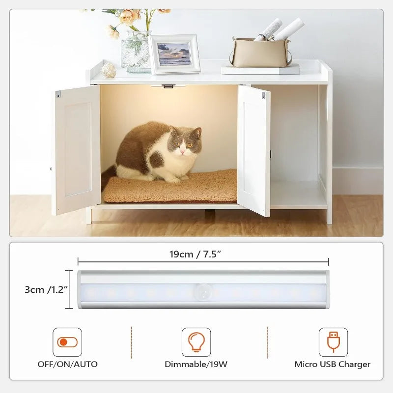 Wooden Cat Washroom Storage Cabinet Bench, Indoor Cat House