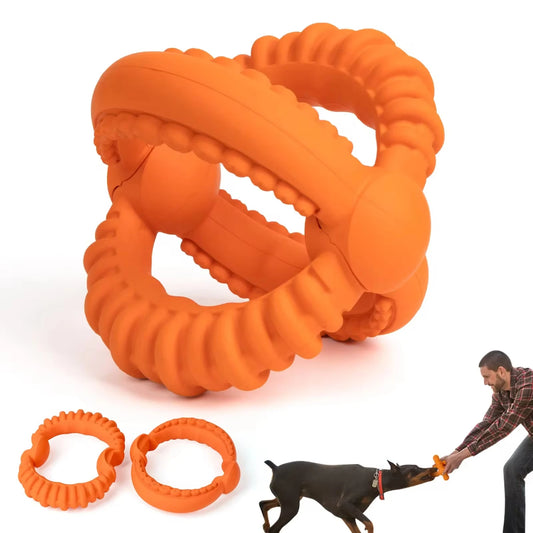 Interactive Tug Of War Toy With 2 Rings Natural Rubber For Medium & Large Dogs