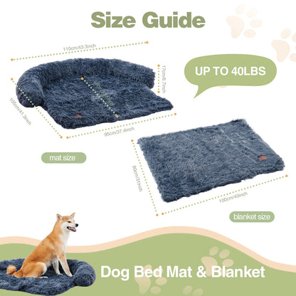 Fluffy Plush Dog Bed & Blanket with Removable & Washable Cover