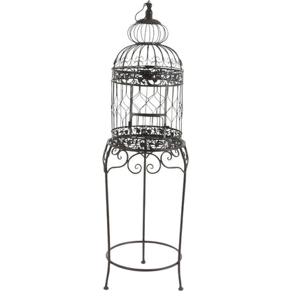 Benzara Victorian Style Bird Cage, 47" H/14 W, Black Parrot Cage