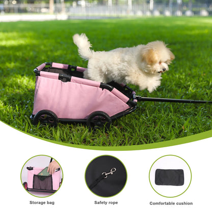 4 Wheels Foldable Pet Stroller Lightweight For Small Dogs Or Cats