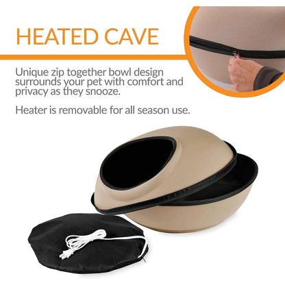 Indoor Heated Cave, Thermal Mat Hideaway for Cat or Small Dog