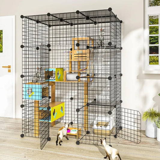 Indoor-Outdoor Catio Large Metal Wire Cat Playpen Kennel for 1-3 Cats 2x3x4 DIY