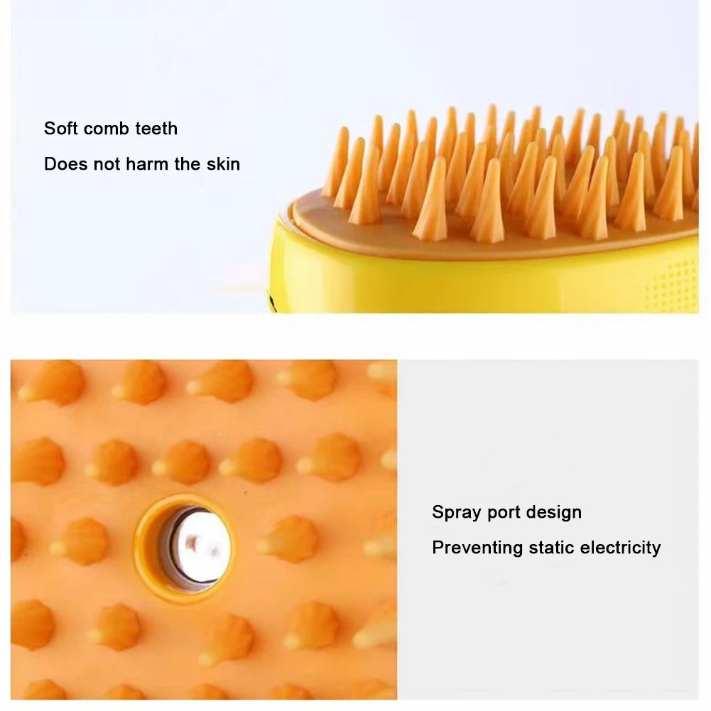 3 In 1 Steamy Rechargable Pet Grooming Brush for Massage & Hair Remover