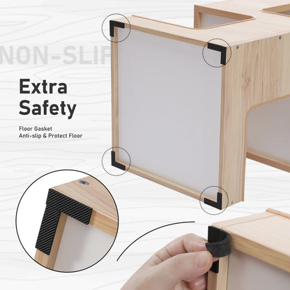 Purrfect Wooden Cat Retreat-Sleep, Scratch, Play With Plush Mats, Scratching Pad & Cat toy