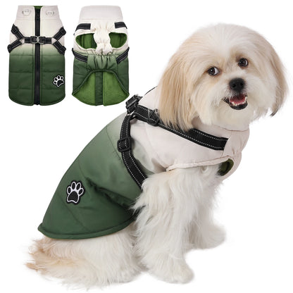 Winter Waterproof Jacket With Harness  For Dog Outfits