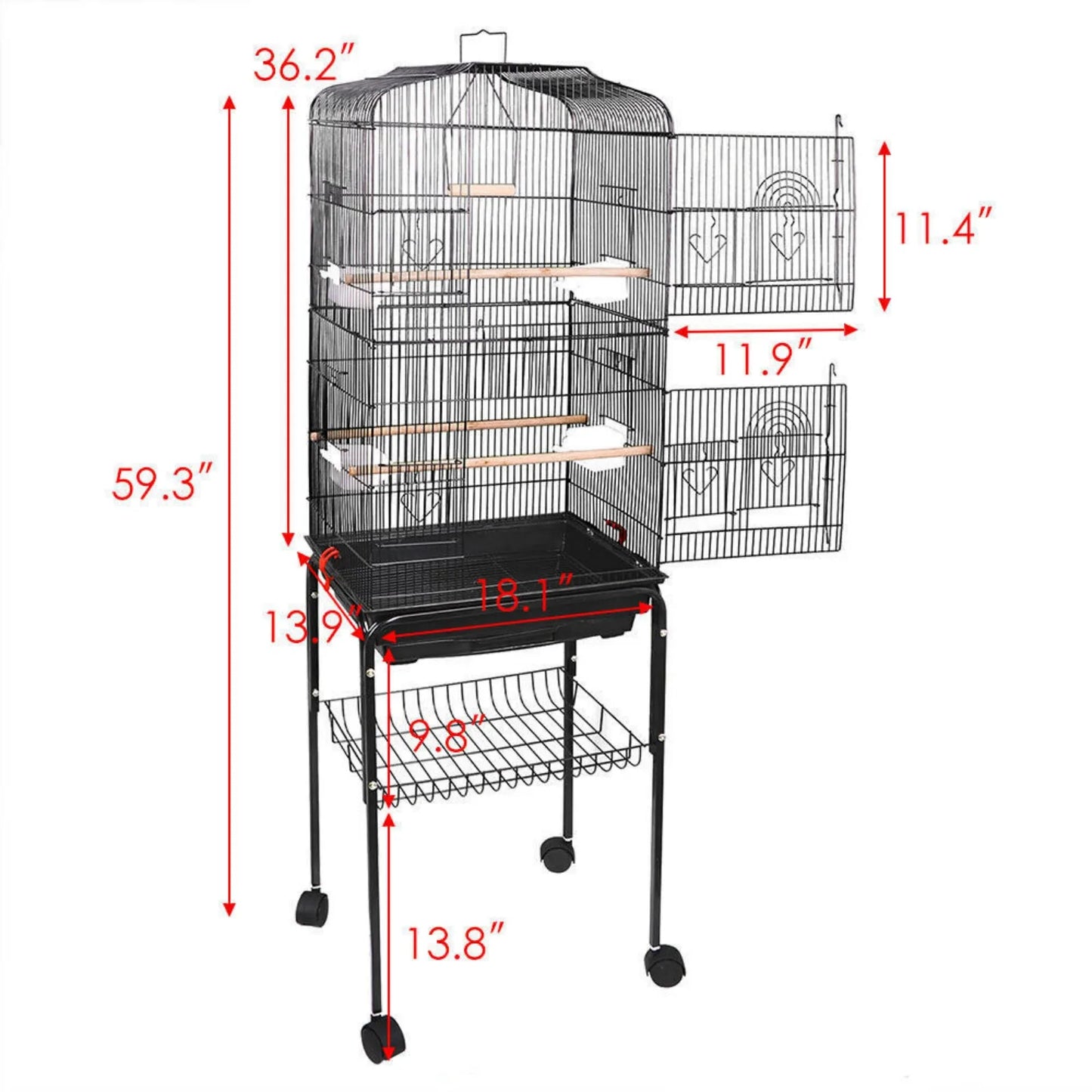 53", 59”, 61", 63", 68" Bird Cage Steel Top play Parrot cages with Rolling Stand