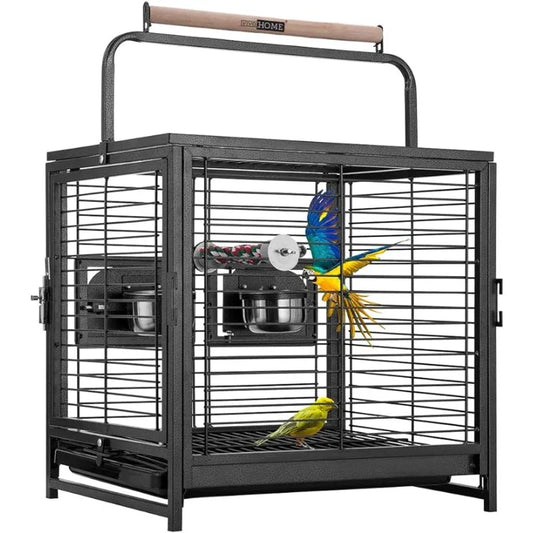 Wrought Iron Bird  Cage for Parrots Conures Lovebird Cockatiel Parakeets Black