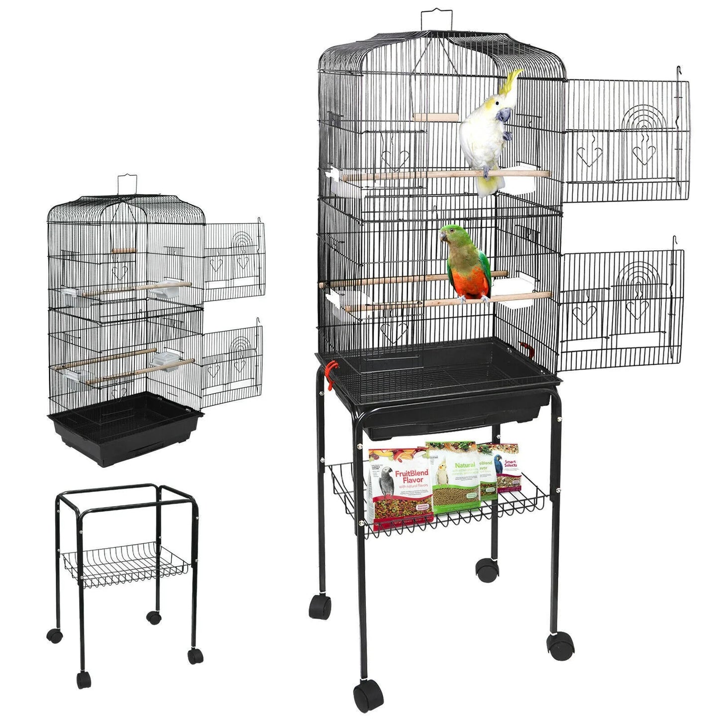 53", 59”, 61", 63", 68" Bird Cage Steel Top play Parrot cages with Rolling Stand