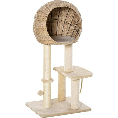 Cat Tree with Sisal Scratching Post and Hanging Rope