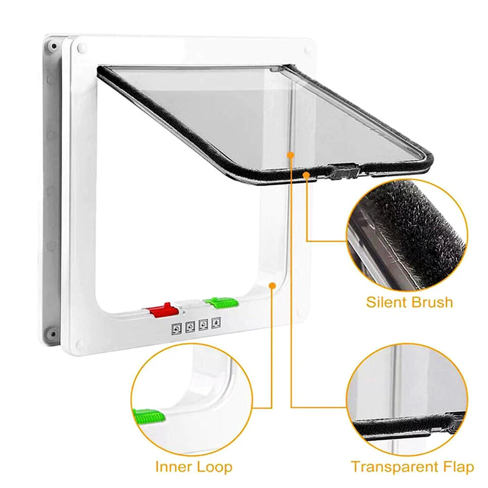 Safety In&out Pet Door With 4 Ways Security Lock For Cats & Small Dogs