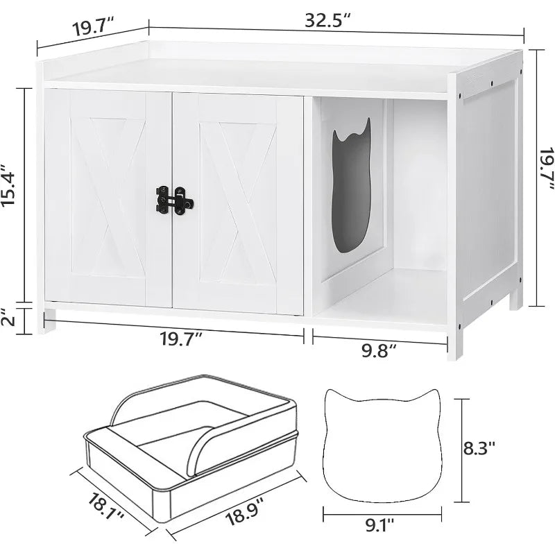 Wooden Cat Washroom Storage Cabinet Bench, Indoor Cat House