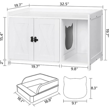 Wooden Cat Washroom Storage Cabinet Bench, Indoor Cat House