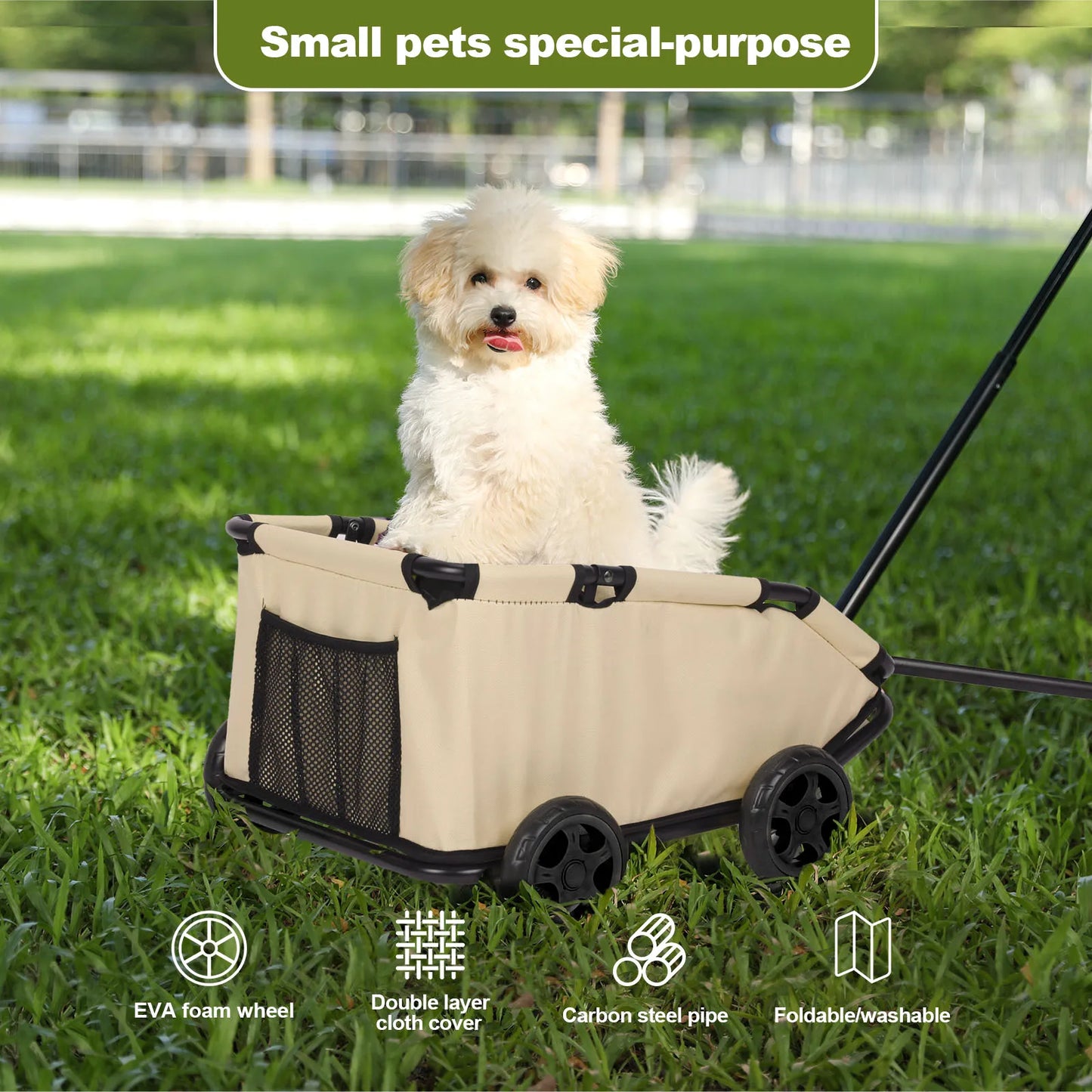 4 Wheels Foldable Pet Stroller Lightweight For Small Dogs Or Cats