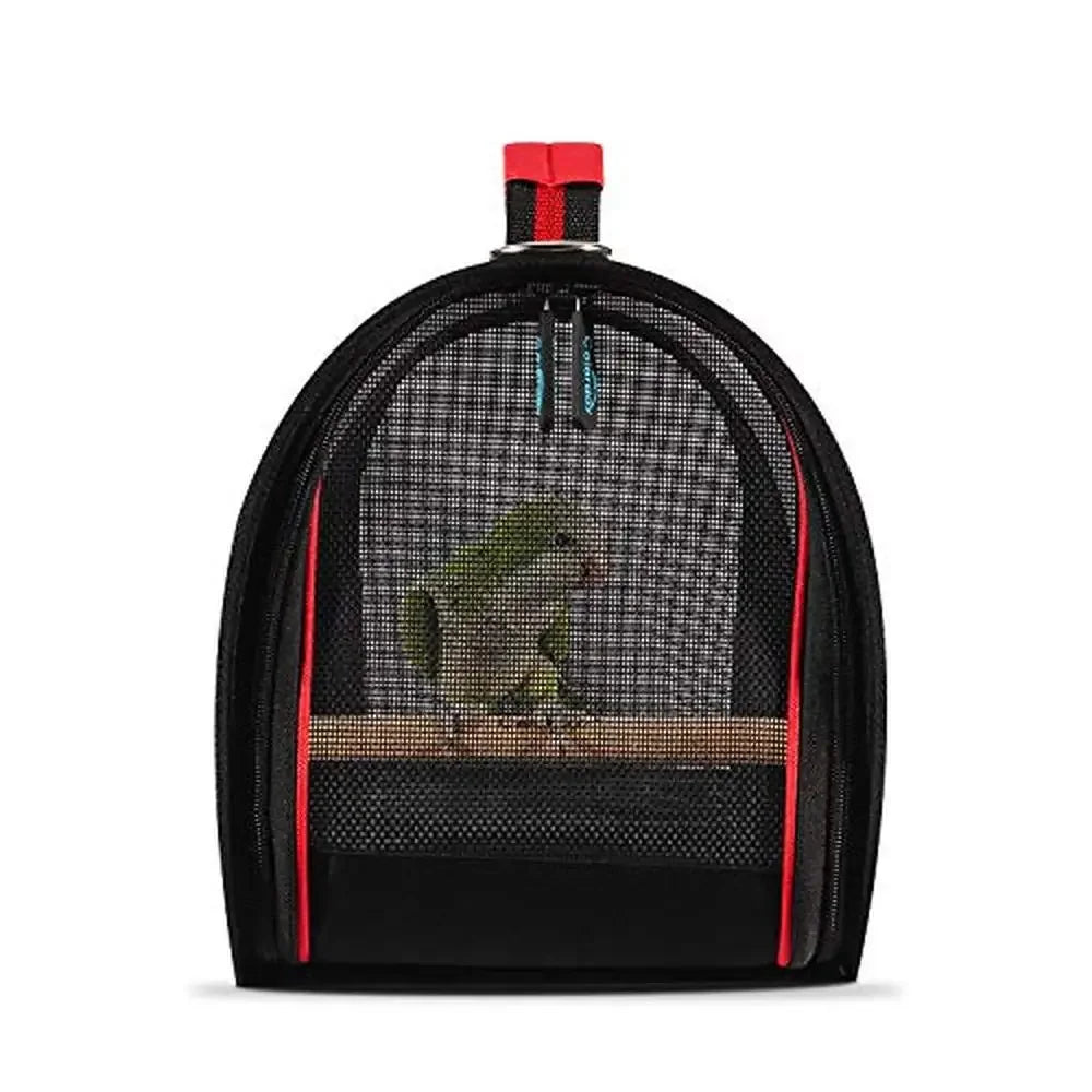 Portable Bird Travel Cage Carrier with Feeder Cups, Standing Perch & Design 4-Sided Ventilation