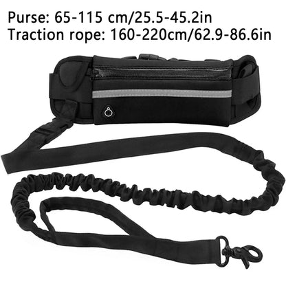 Hands Free Dog Leash Retractable elastic With Waist Bag for Running & Walking